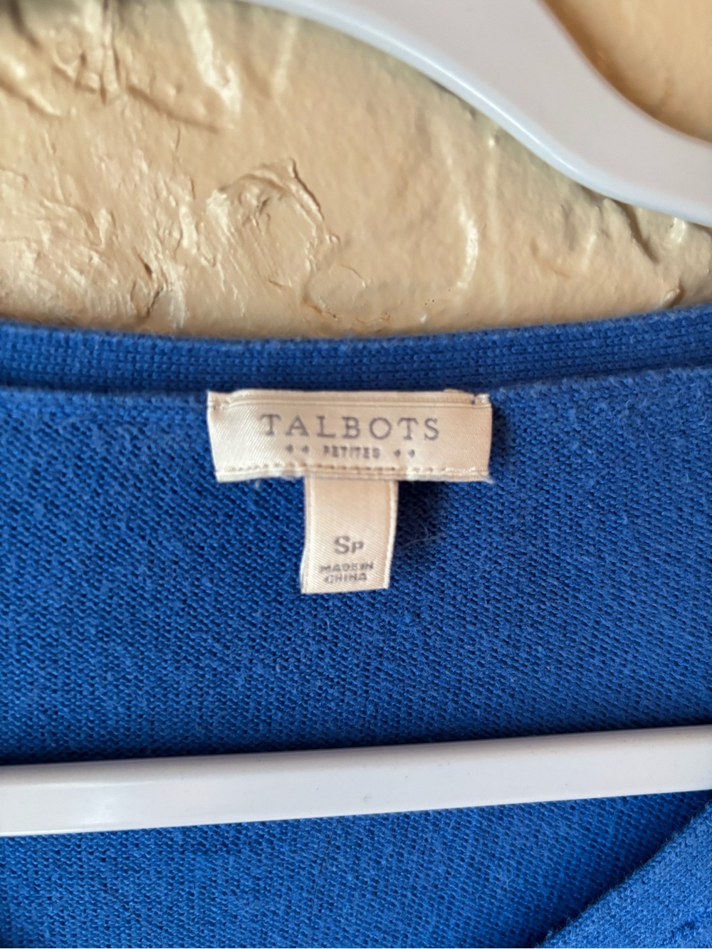 Talbots Bright Blue V-Neck Cable Knit Sweater - Picture 3 of 4